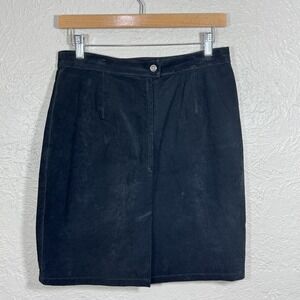 Vtg‎ 80s 90s Leather Skirt 9/10 Paris Sport Club Biker Moto Grunge Urban Suede